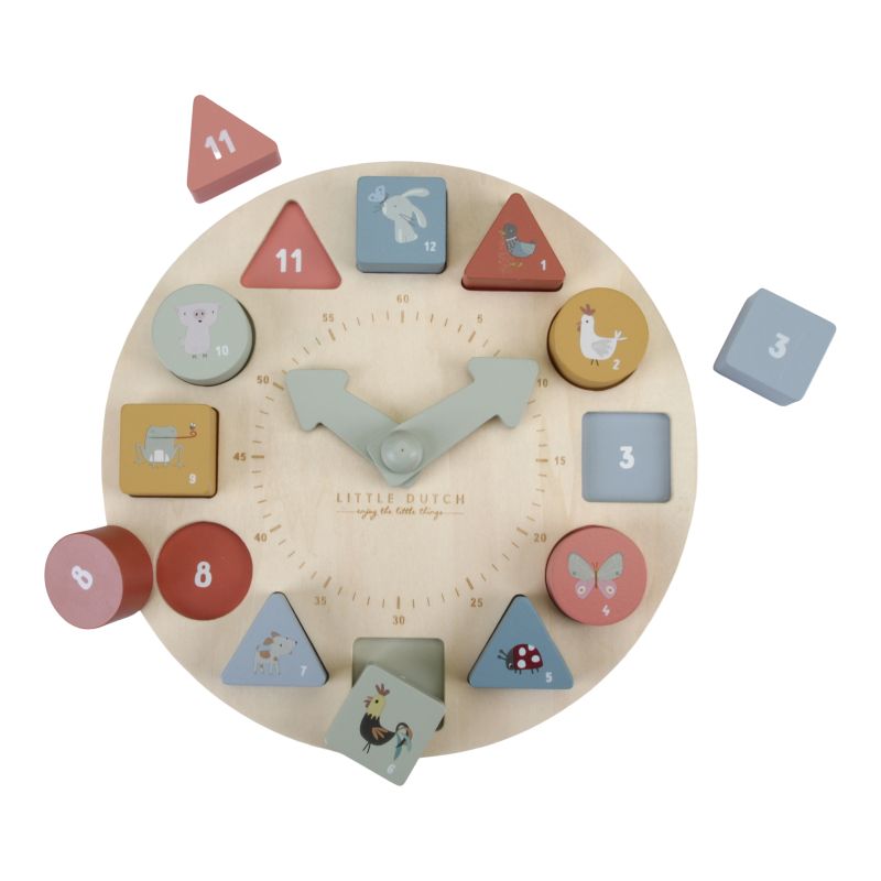Puzzle horloge en bois MULTICOLORE Little Dutch