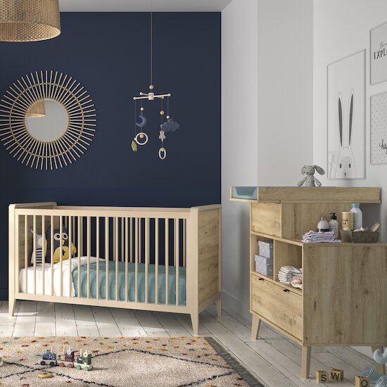 Chambre bébé duo VOLT : lit bébé évolutif et commode