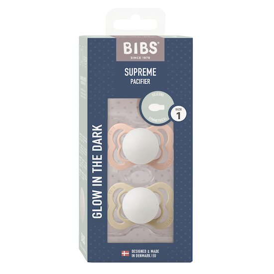 BIBS Tétines Supreme 2 Pack Silicone Blush Glow/Vanilla Glow 