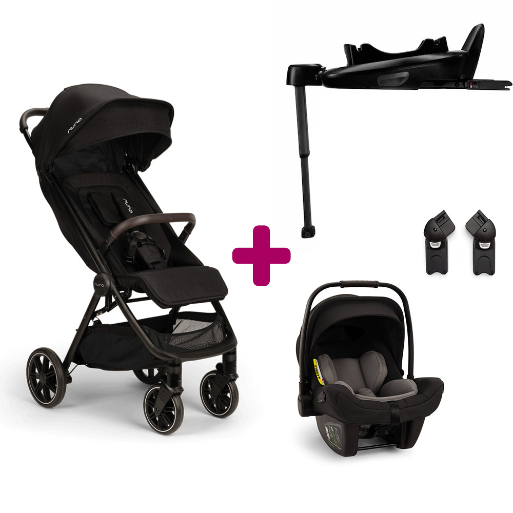 Nuna - Pack Poussette duo Trvl lx Caviar + coque Pipa next Caviar + base next  Nuna