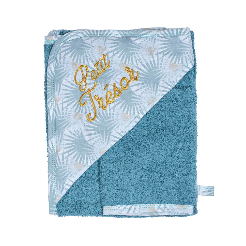 Cape de bain brodée petit trésor + gant- Palm Springs MULTICOLORE BB&Co