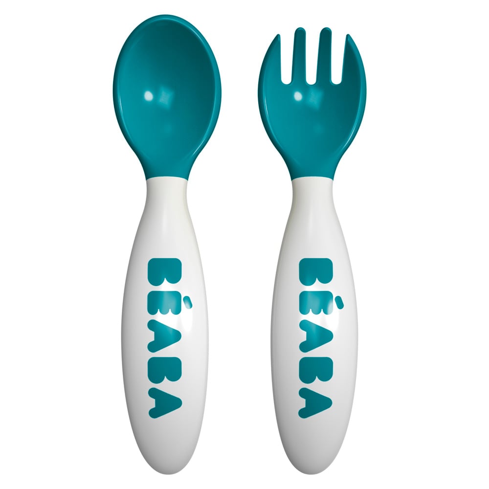 Beaba - 2 couverts ergo 2ème âge BLEU Béaba