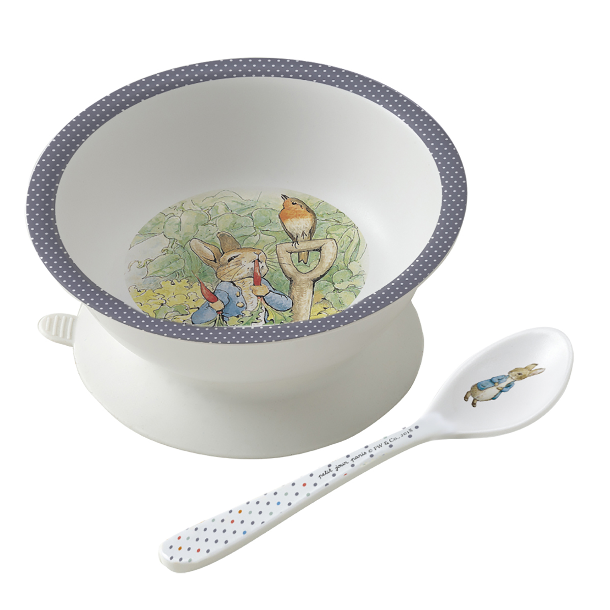 Bol + cuillère Beatrix Potter GRIS petit jour paris