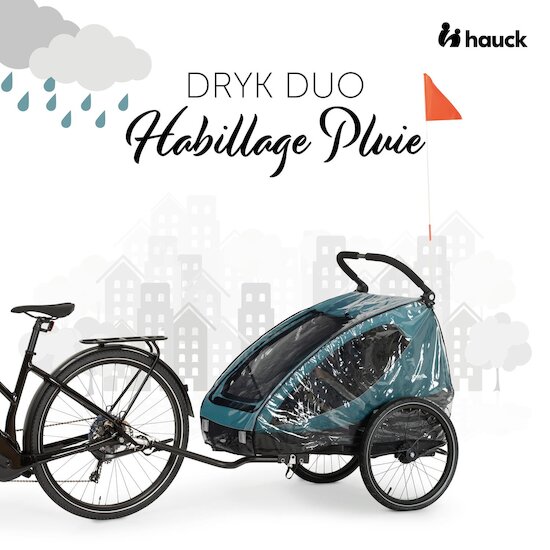 Hauck Habillage pluie pour remorque de vélo Dryk Duo Transparent  Hauck Habillage pluie pour remorque de vélo Dryk Duo Transparent
