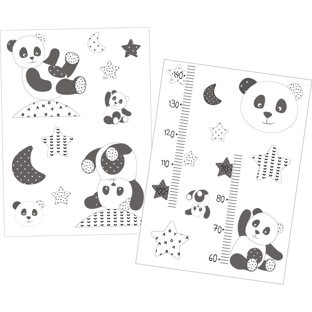 Stickers muraux Panda GRIS Sauthon