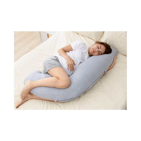 Momcozy Oreiller de grossesse en forme de J Gris  Momcozy Oreiller de grossesse en forme de J Gris