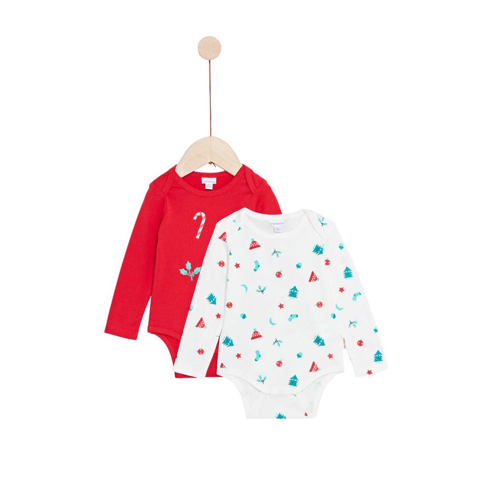 P’tit bisou - Lot de 2 bodies Noël manches longues ROUGE P’tit bisou