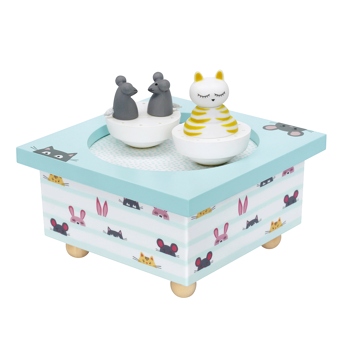 Boîte à musique Dancing Bois Chat & Souris MULTICOLORE Trousselier