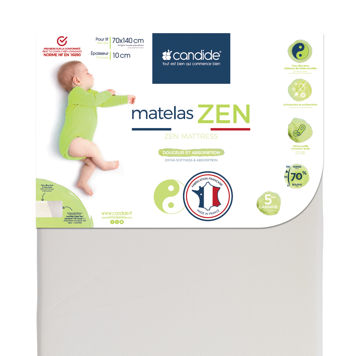 Matelas Zen BLANC Candide