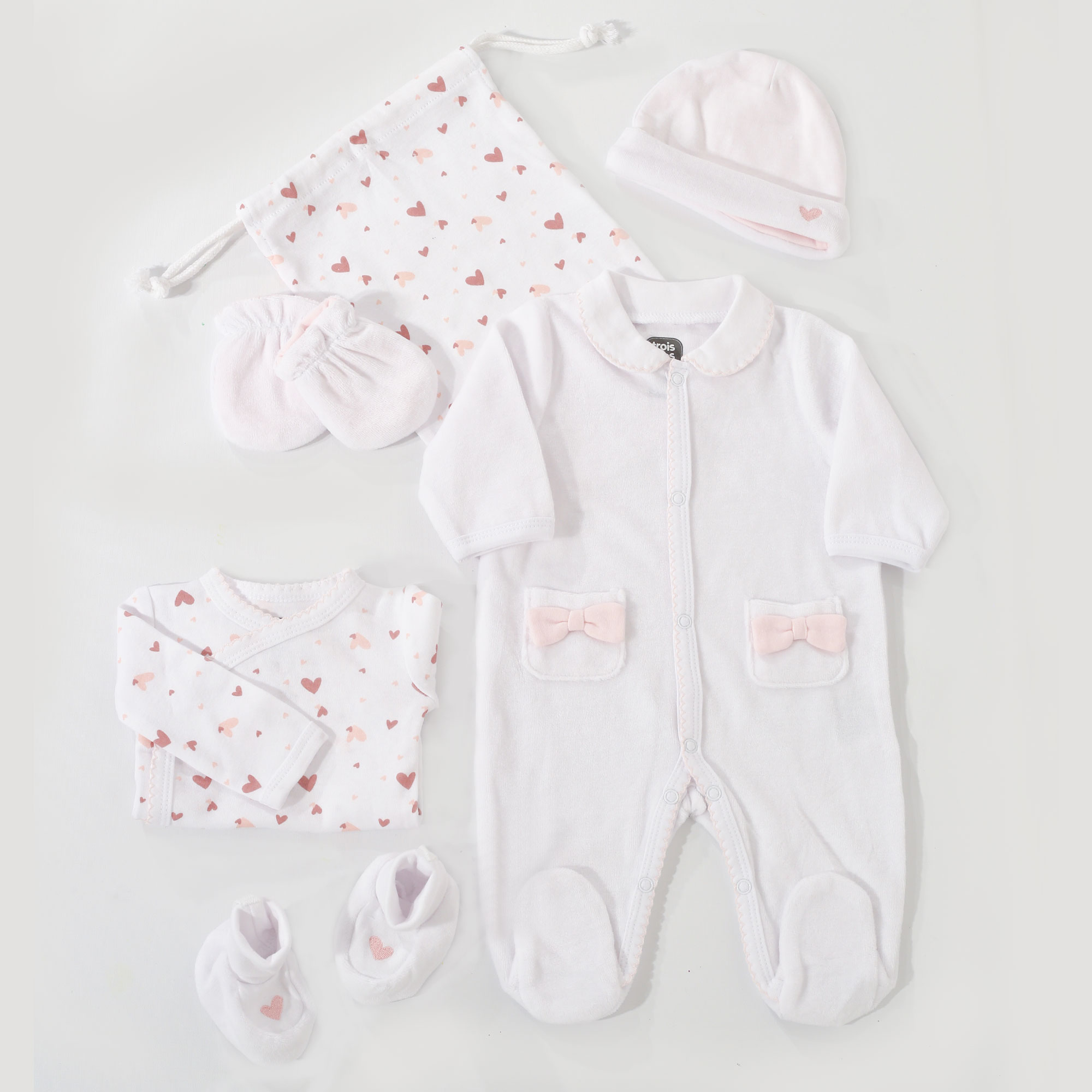 Coffret bébé maternité - 3 bodys, 3 pyjamas et accessoires - naissance 50  cm