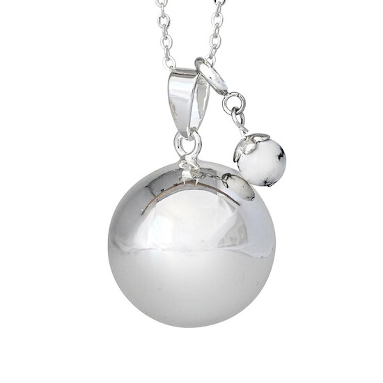 Irréversible Bijoux Bola de grossesse argent lisse pierre naturelle Howlite Magnésite 