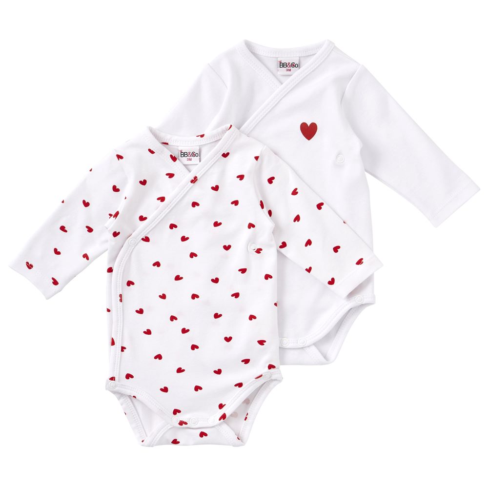 BB & Co - Lot de 2 bodys croisés manches longues ROUGE BB&Co
