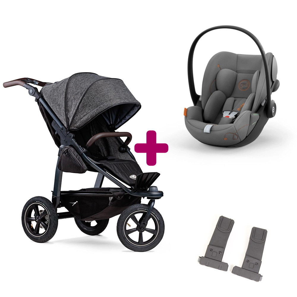 TFK - Pack Poussette Duo Mono 2 version sport Premium Anthracite + adaptateurs coque + coque Cloud G i-size Lava Grey  TFK