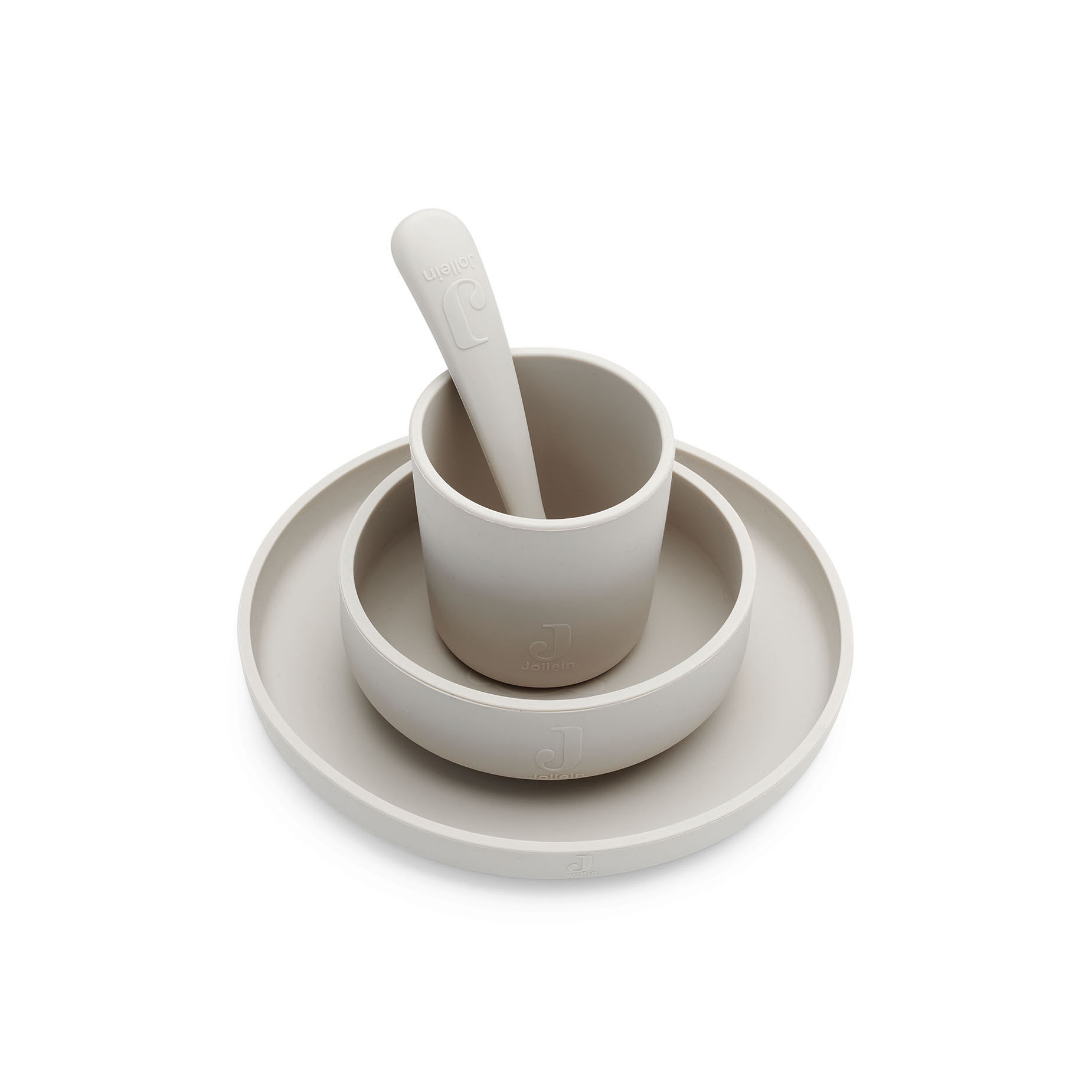 Jollein - Set de table bébé silicone (4pcs) BEIGE Jollein