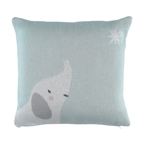 Noukie's Coussin - Jacquard Bio Anna & Milo Vert Clair  Noukie's Coussin - Jacquard Bio Anna & Milo Vert Clair