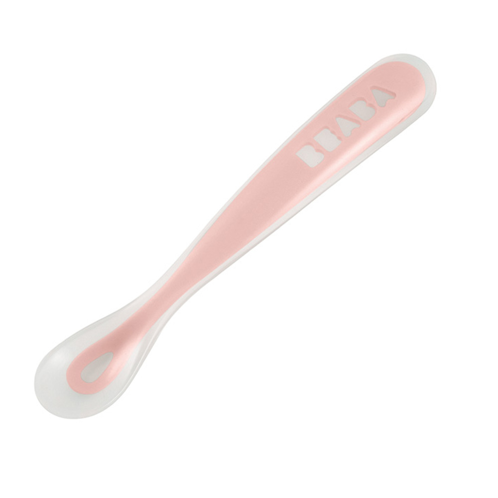 Beaba - Cuillère 1er âge Soft en silicone ROSE Béaba