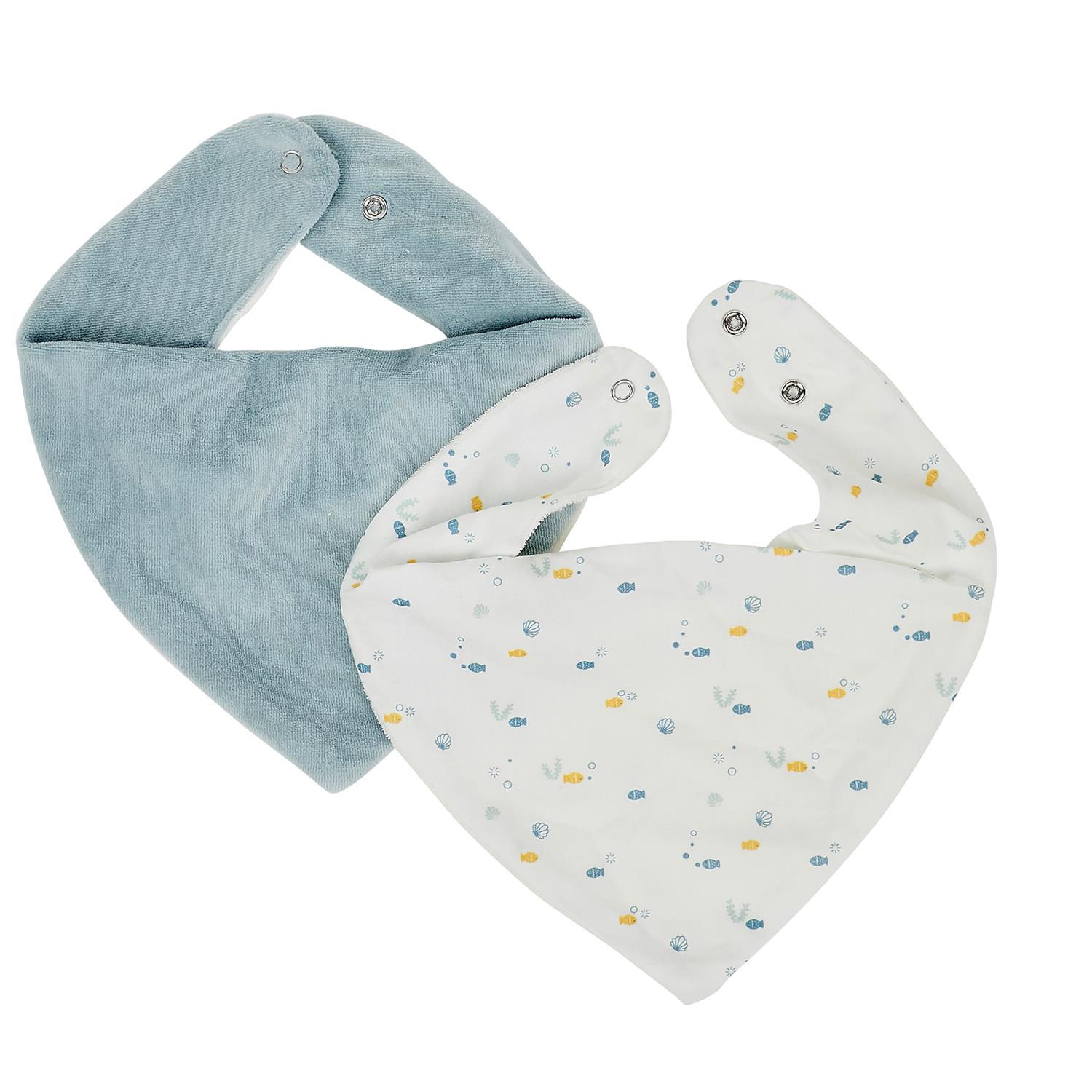 Nattou - Set de 2 bavoirs bandana Roméo et Jules BLEU Nattou