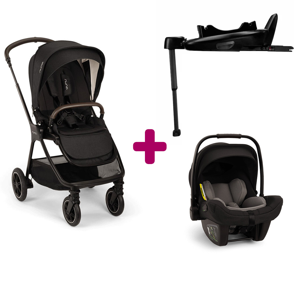 Nuna - Pack Poussette duo Triv Next Caviar + coque Pipa Next Caviar + base next  Nuna
