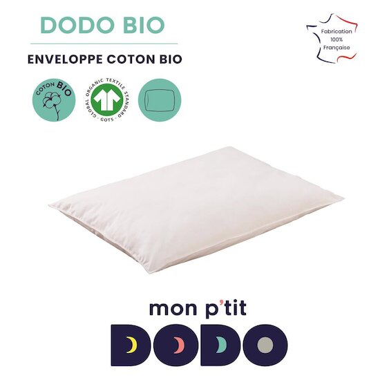 Mon P'tit Dodo Oreiller en coton bio Blanc 40x60 cm Mon P'tit Dodo Oreiller en coton bio Blanc 40x60 cm