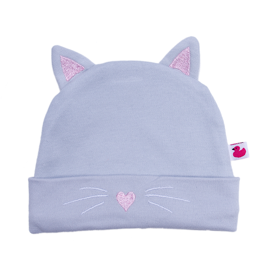 Bonnet doublé pur coton Petit chat avec oreilles MULTICOLORE BB&Co