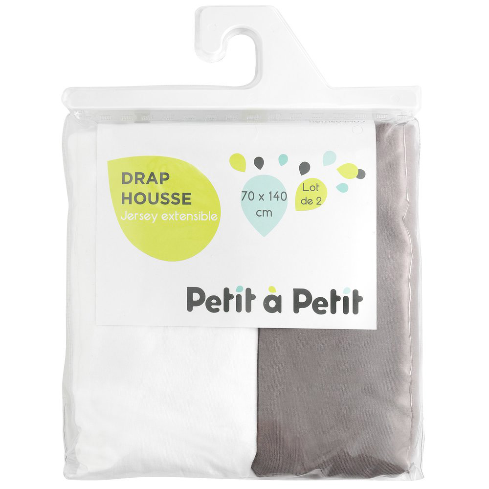 Lot de 2 draps housses MULTICOLORE Petit à petit
