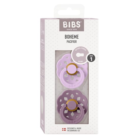 BIBS Tétines Boheme 2 Pack Caoutchouc naturel Violet Sky/Mauve 