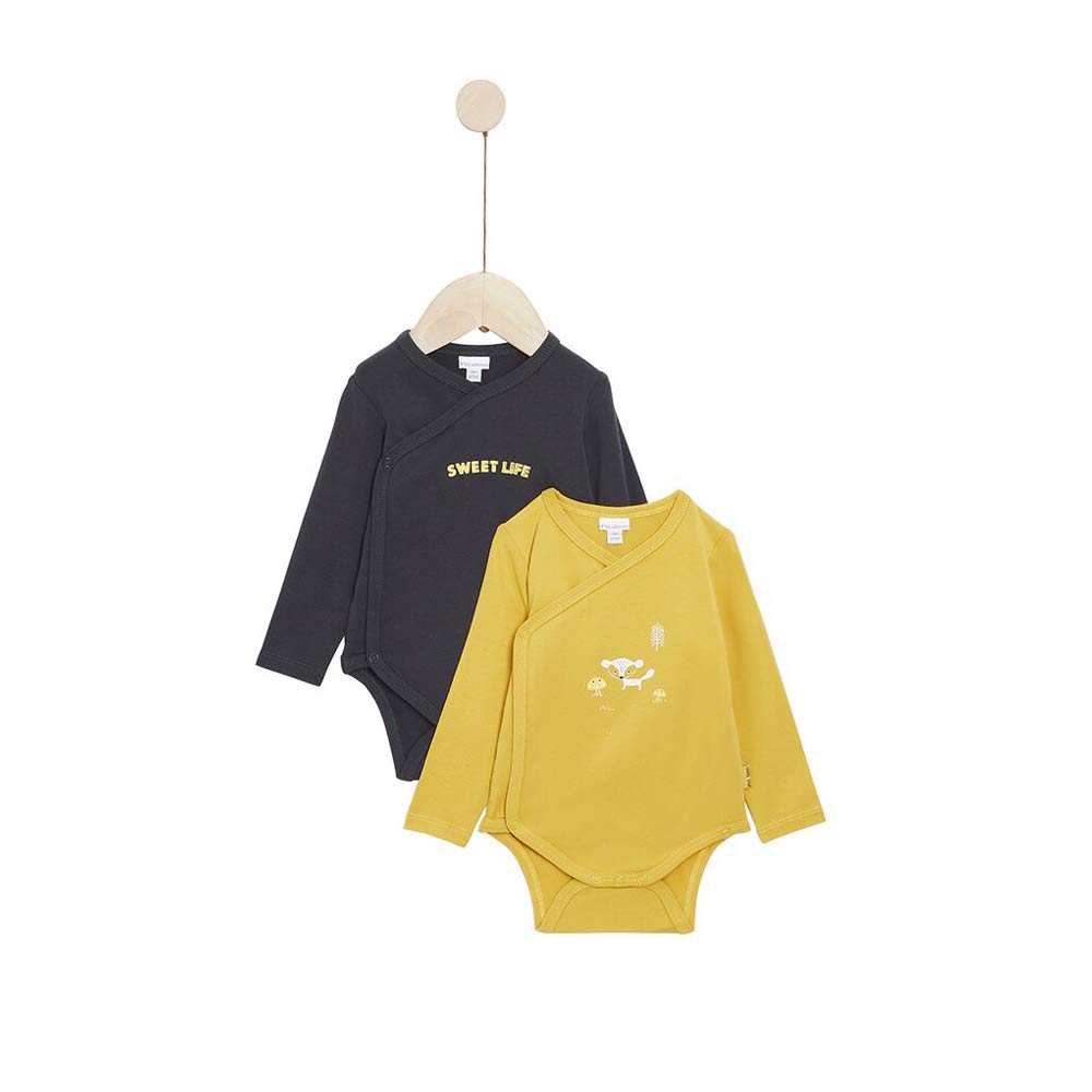 P’tit bisou - Lot de 2 Bodies Manches longues Golden Winter JAUNE P’tit bisou