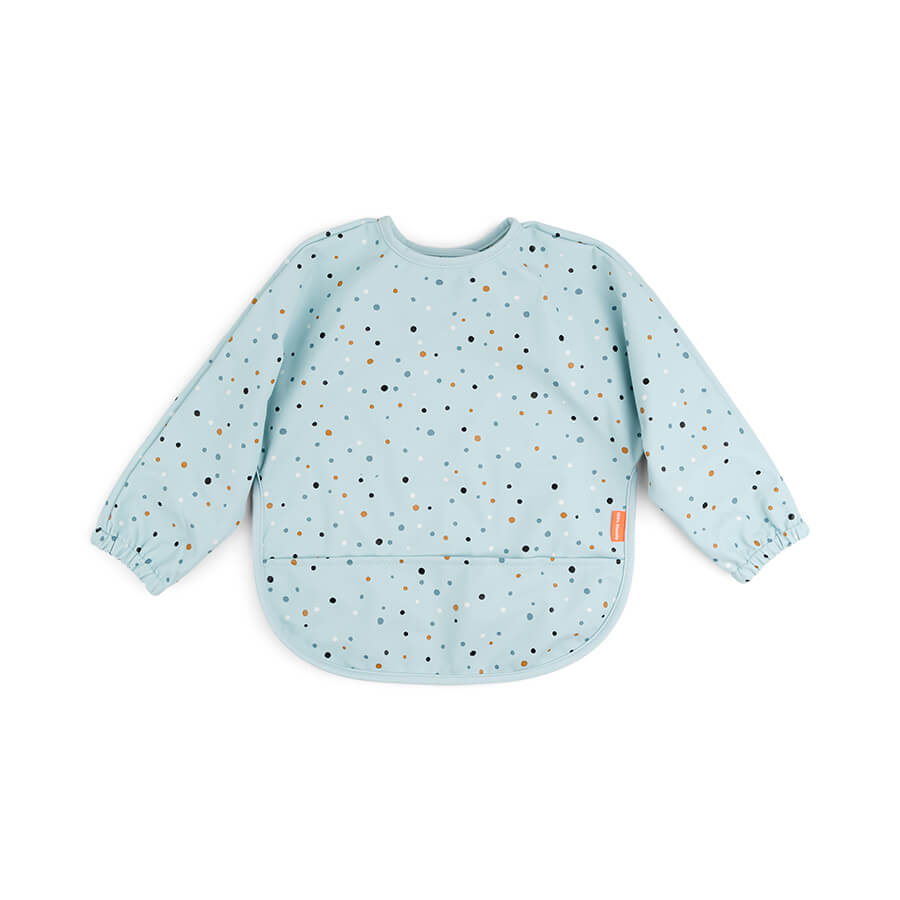 Bavoir manches avec poche Happy dots BLEU Done by Deer