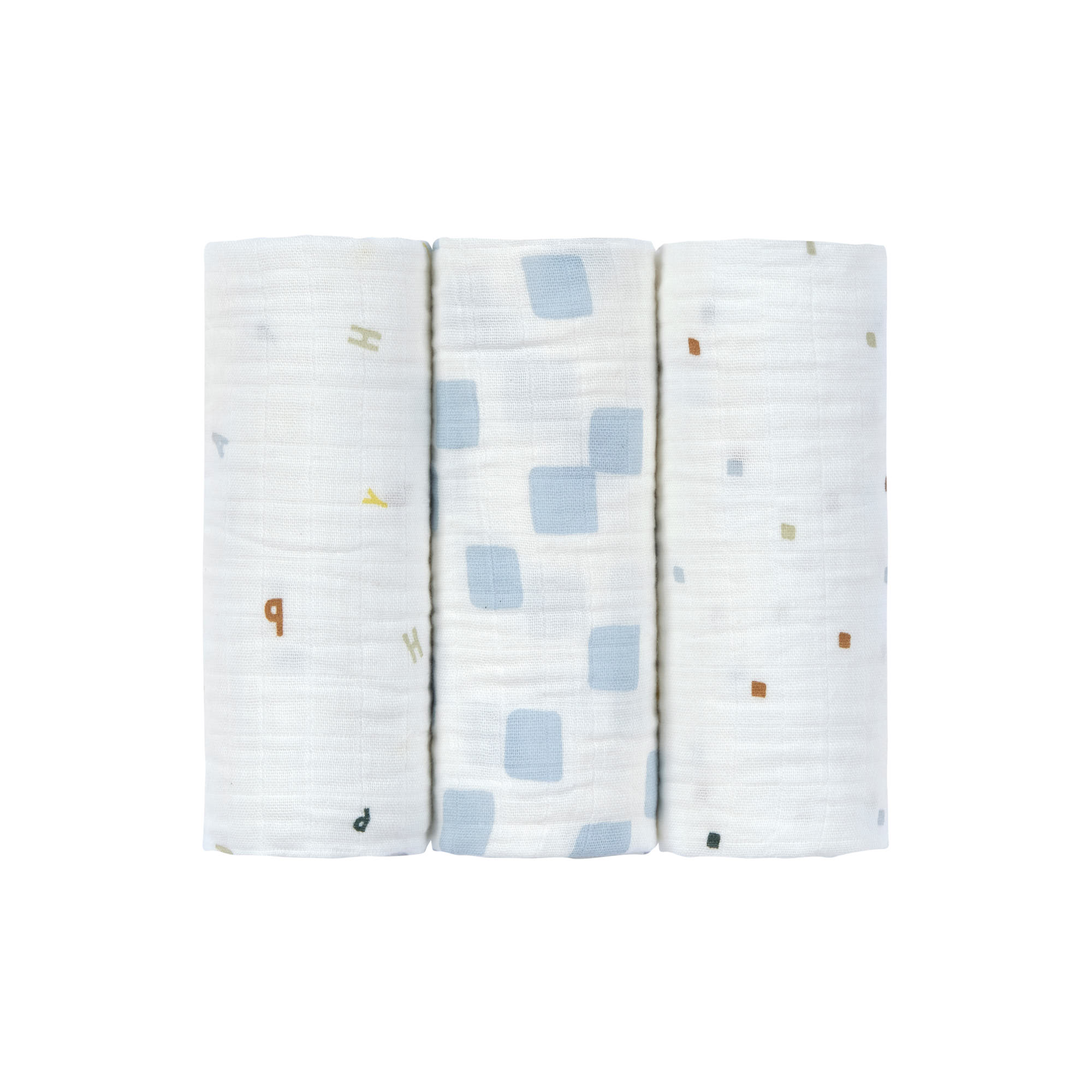 Lange mousseline 3 pcs Happy Fruits BLEU Lässig