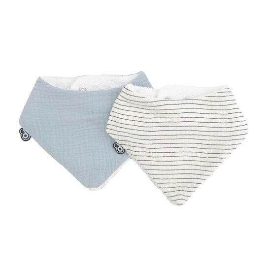 Domiva Lot de 2 bavoirs bandana mousseline Bleu 