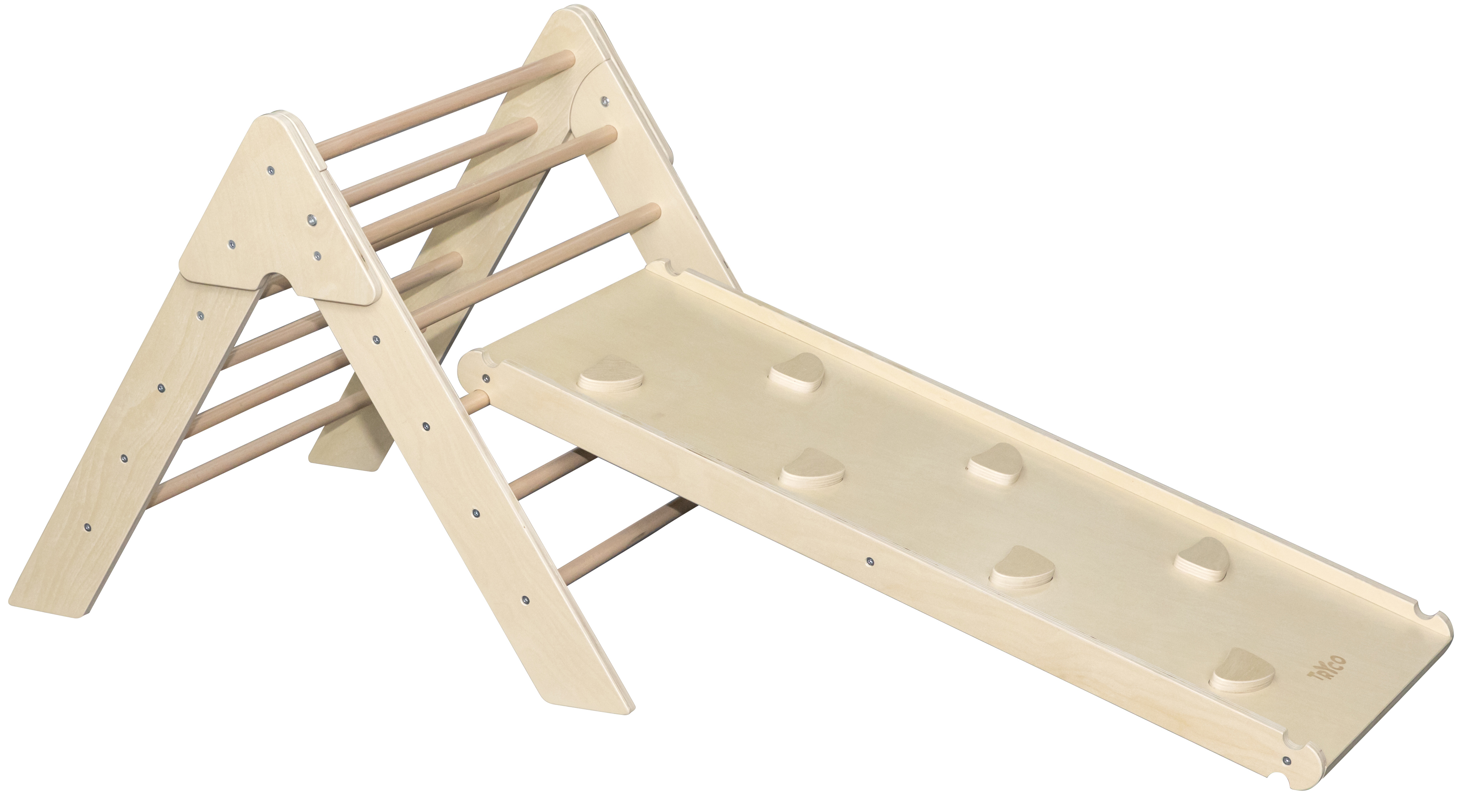 Triangle d'escalade en bois avec rampe BEIGE Tryco