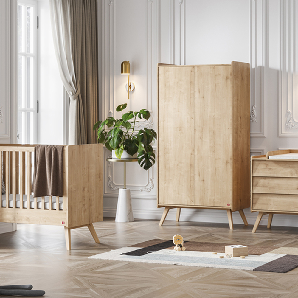 Vox - Chambre bébé complète Vintage : Lit 70x140, commode Bois, armoire, plan à langer   Vox
