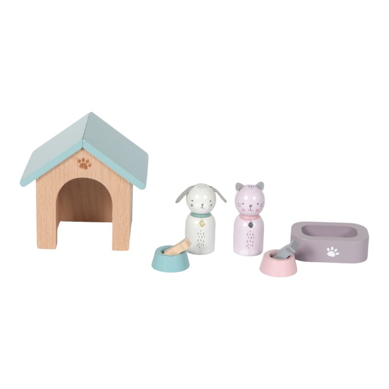 Maison de poupée en bois - série de jeux animaux domestiques – 8 pcs. MULTICOLORE Little Dutch