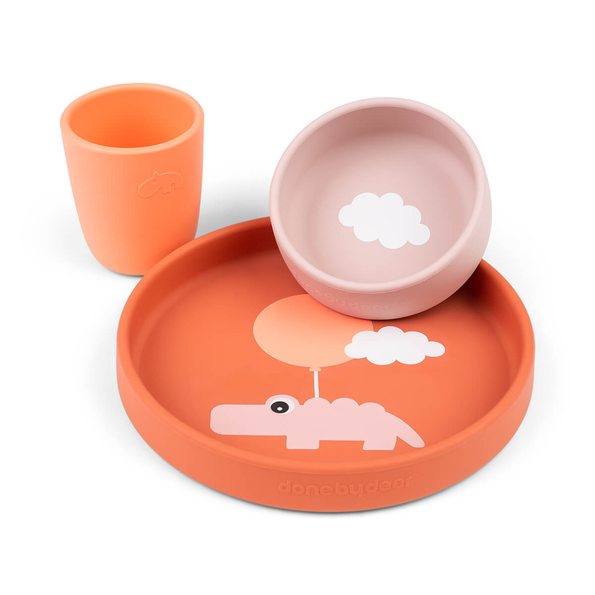 DONE BY DEER - Coffret repas en silicone Happy clouds ORANGE Done by Deer