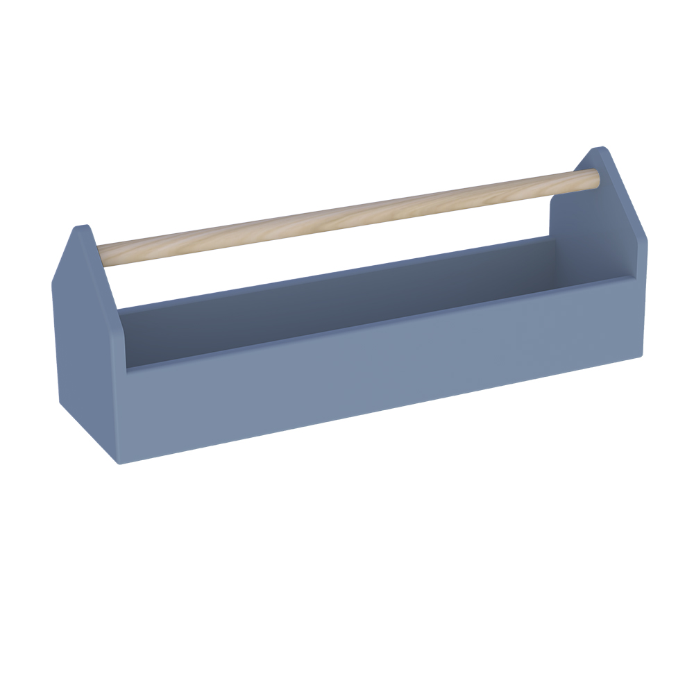 Boite de rangement en forme de boite à outils Fabriquée en mdf Finition couleur à l'eau BLEU Théo