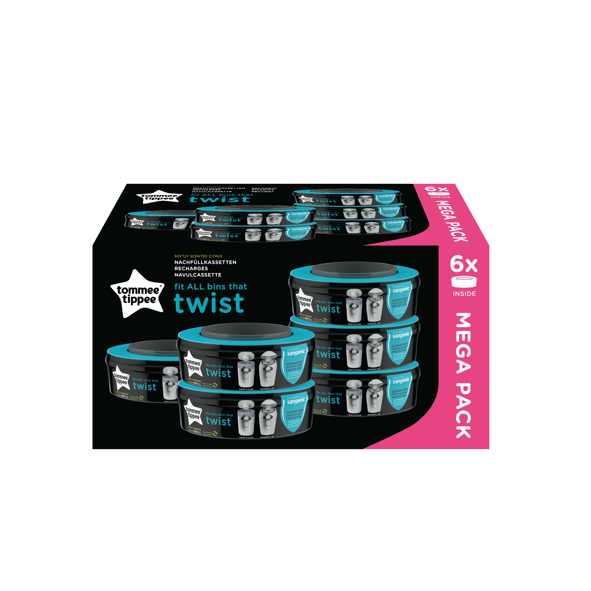 Tommee Tippee Lot de 6 Recharges Twist & Click - Couche Tommee