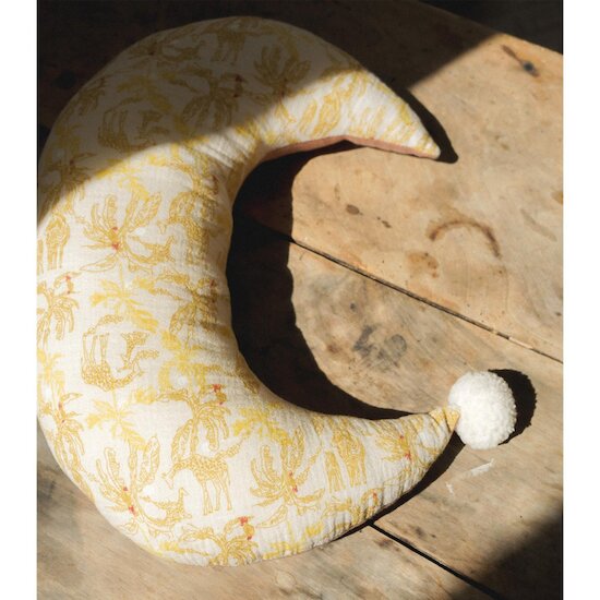 Domiva Coussin Lune à Pompons Honey Moon Beige  Domiva Coussin Lune à Pompons Honey Moon Beige