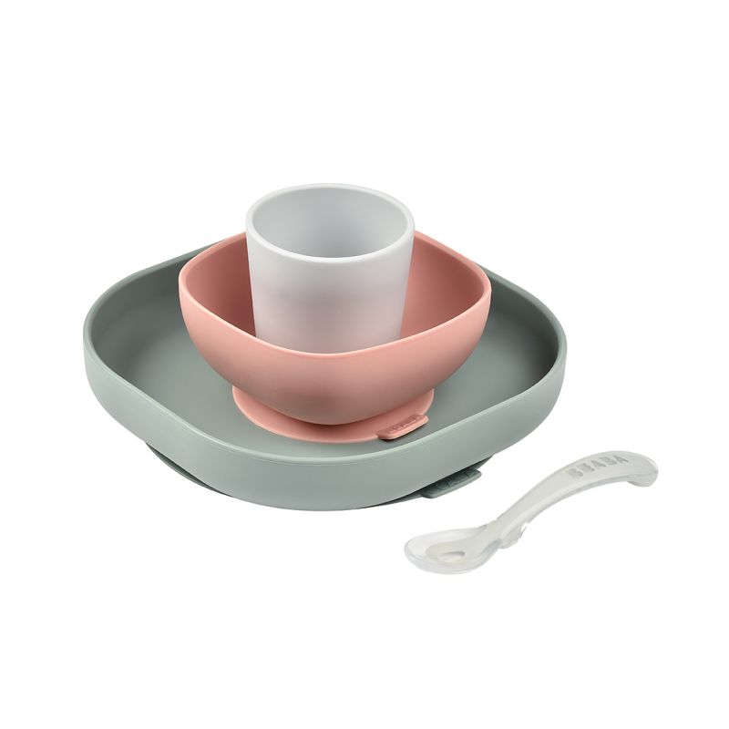 Beaba - Coffret Repas Silicone 4 pièces VERT Béaba