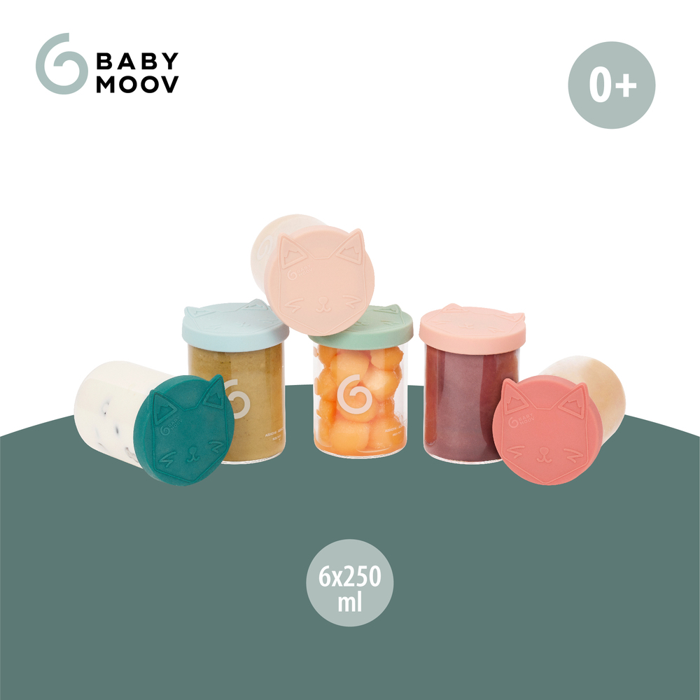 Lot de 6 pots bébé isy de 250ml a004314 Babymoov transparent