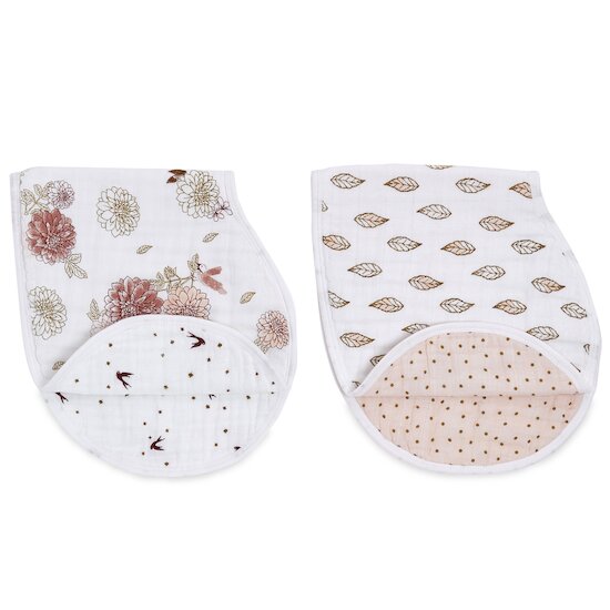 Aden et Anais 2 bavoirs d’épaule burpy bib® en mousseline de coton dahlias 0-36 mois