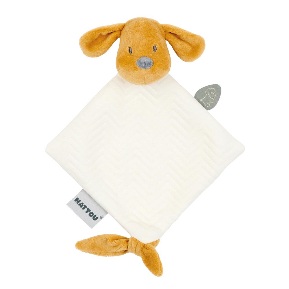 Nattou - Charlie mini doudou chien jacquard  BLANC Nattou