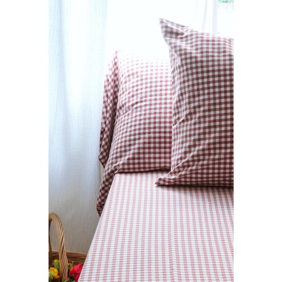 Kadolis Taie traversin Percale de Coton Bio Vichy Vichy Sienne  Kadolis Taie traversin Percale de Coton Bio Vichy Vichy Sienne