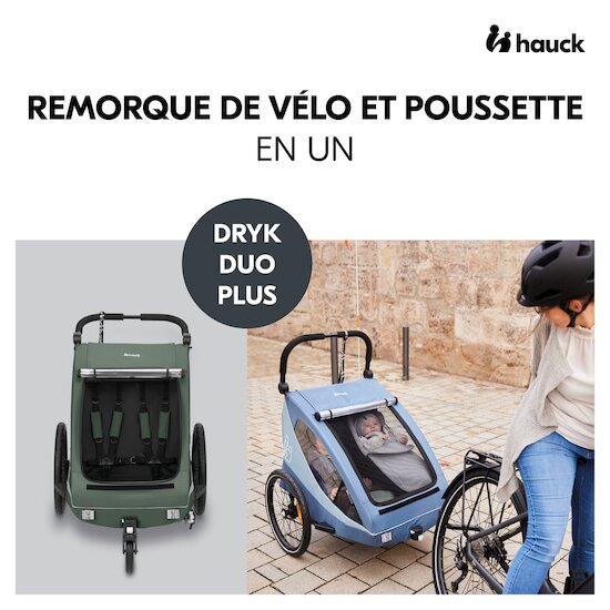 Hauck Remorque à vélo Dryk Duo Plus Dark Green  Hauck Remorque à vélo Dryk Duo Plus Dark Green