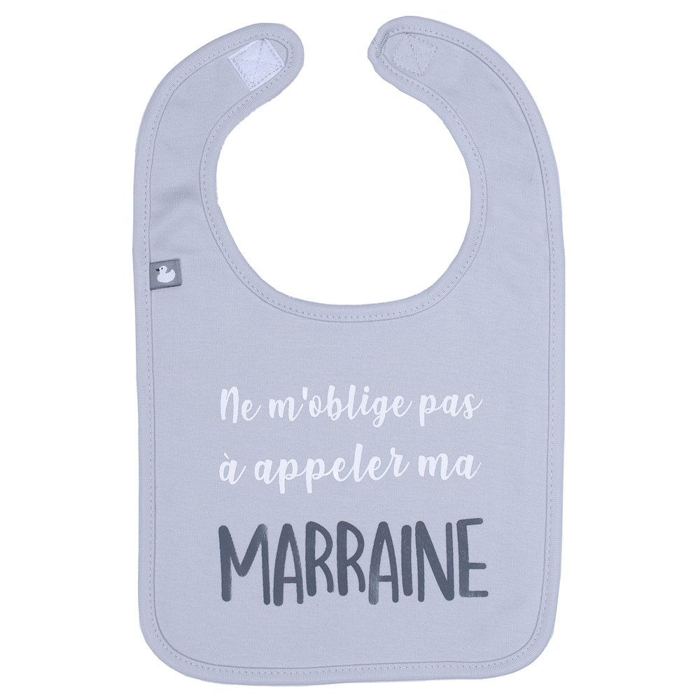 BB & Co - Bavoir "Ne m'oblige pas à appeler ma marraine" GRIS BB&Co