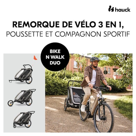 Hauck Remorque de Vélo N Walk Duo Light Grey  Hauck Remorque de Vélo N Walk Duo Light Grey