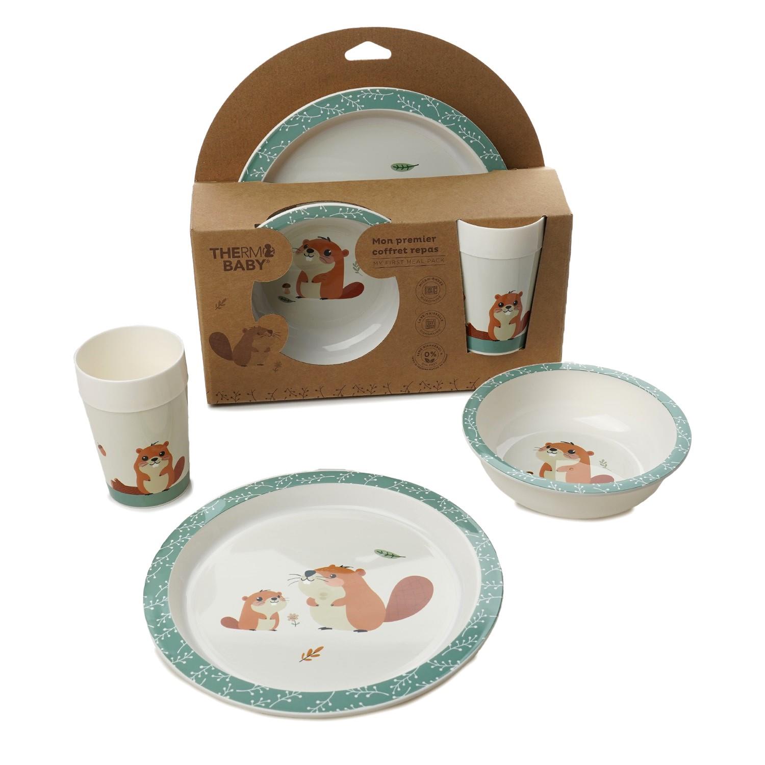 Mon Premier Coffret Repas Micro-Ondes Castor VERT Thermobaby