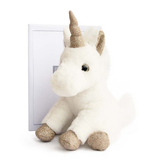 Histoire d'Ours Peluche Licorne Blanc Et Or 23 cm