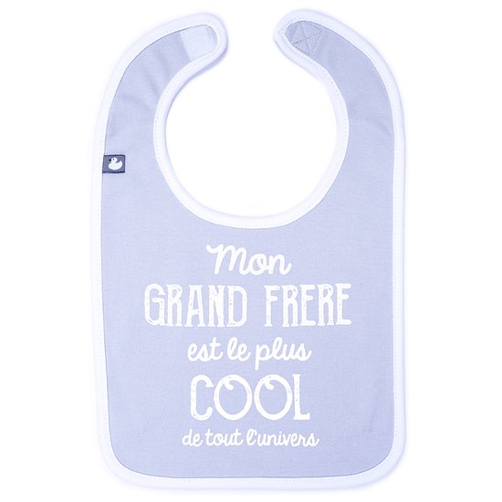 BB&Co Bavoir "Mon grand frère est le plus cool…" Gris Clair /Blanc 0-18 mois