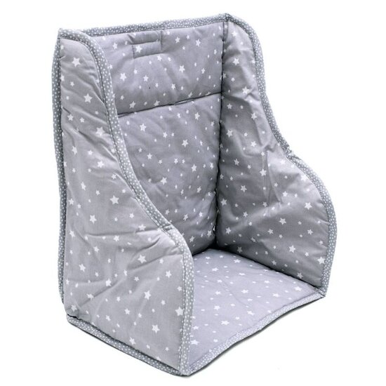 BB&Co Coussin de chaise haute en coton enduit Etoile Gris/ Blanc 