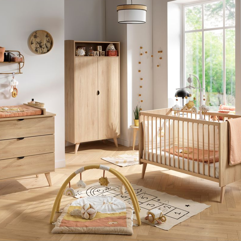 Chambre bébé complète Mia : lit 60x120, commode, armoire, Sauthon